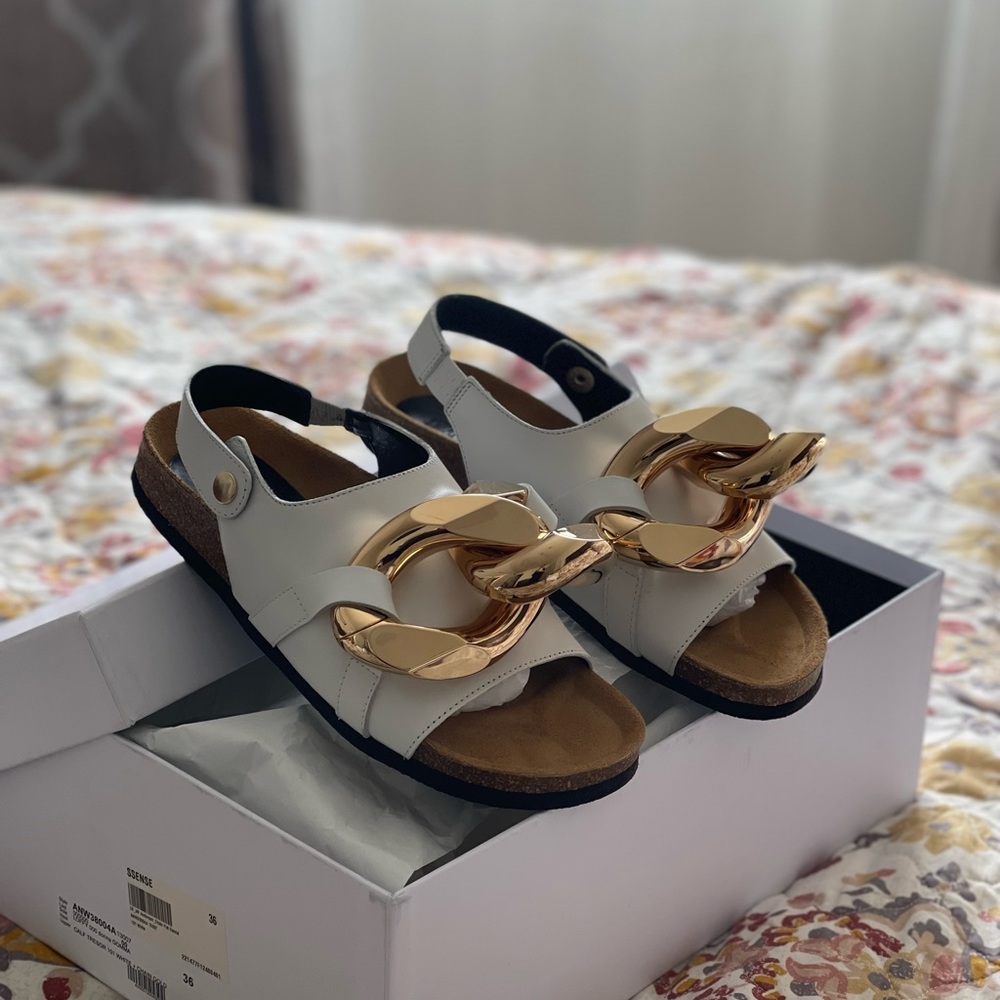 JW Anderson White Chain Link Leather Sandals - Picture 5 of 5